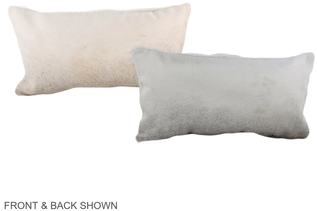 Grey with Beige 12"x22" Brazilian Cowhide Pillow #A38214 by Hudson Hid