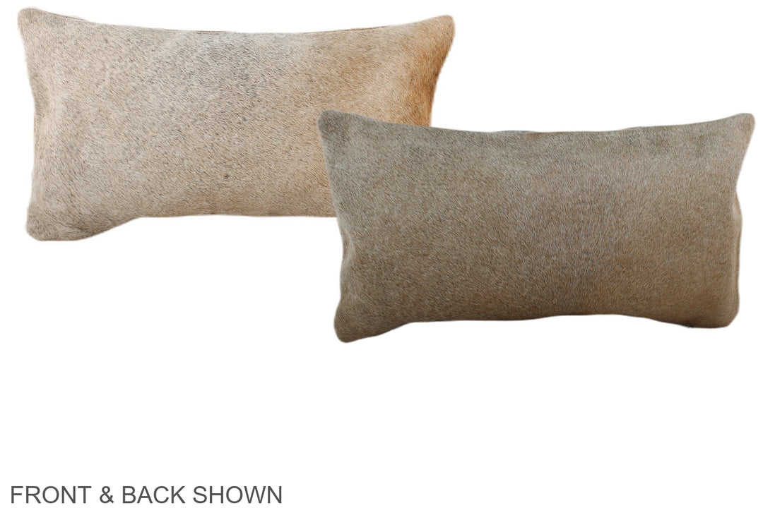 Grey with Beige 12"x22" Brazilian Cowhide Pillow #A38215 by Hudson Hid