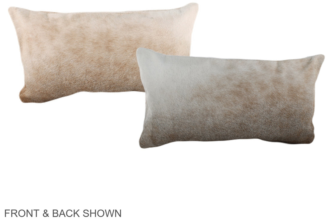 Grey with Beige 12"x22" Brazilian Cowhide Pillow #A38218 by Hudson Hid