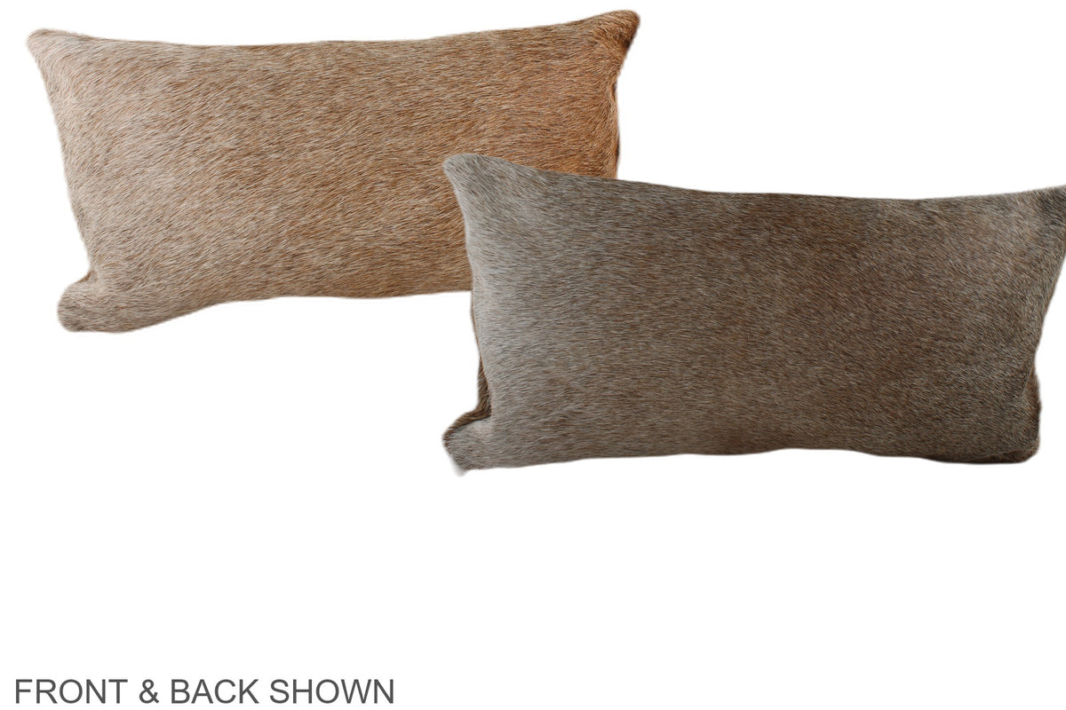 Grey with Beige Cowhide Pillow #A38219