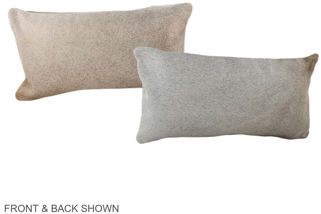 Grey with Beige 12"x22" Brazilian Cowhide Pillow #A38221 by Hudson Hid