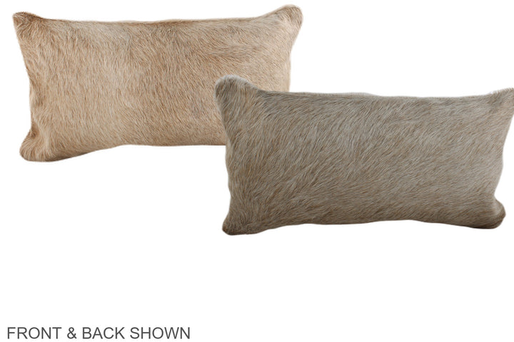 Grey with Beige 12"x22" Brazilian Cowhide Pillow #A38222 by Hudson Hides