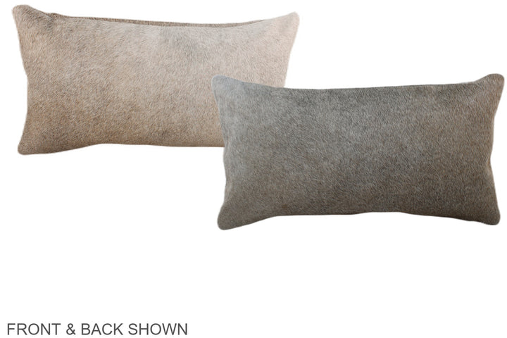 Grey with Beige 12"x22" Brazilian Cowhide Pillow #A38224 by Hudson Hides