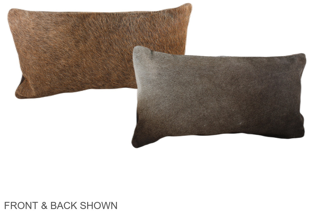 Grey with Beige 12"x22" Brazilian Cowhide Pillow #A38225 by Hudson Hid