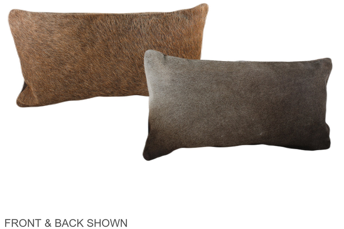 Grey with Beige Cowhide Pillow #A38225