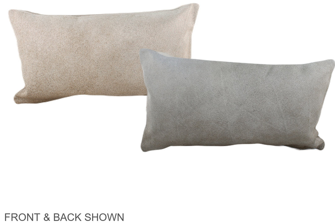 Grey with Beige 12"x22" Brazilian Cowhide Pillow #A38227 by Hudson Hid