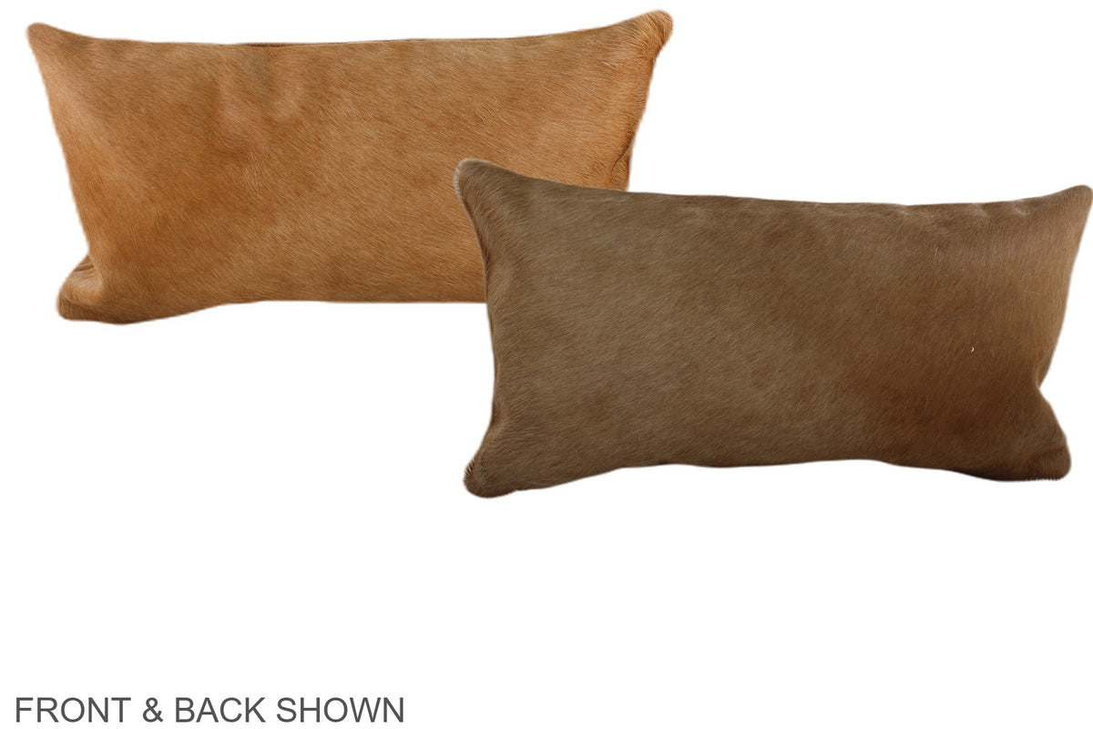 Solid Brown Cowhide Pillow #A38228