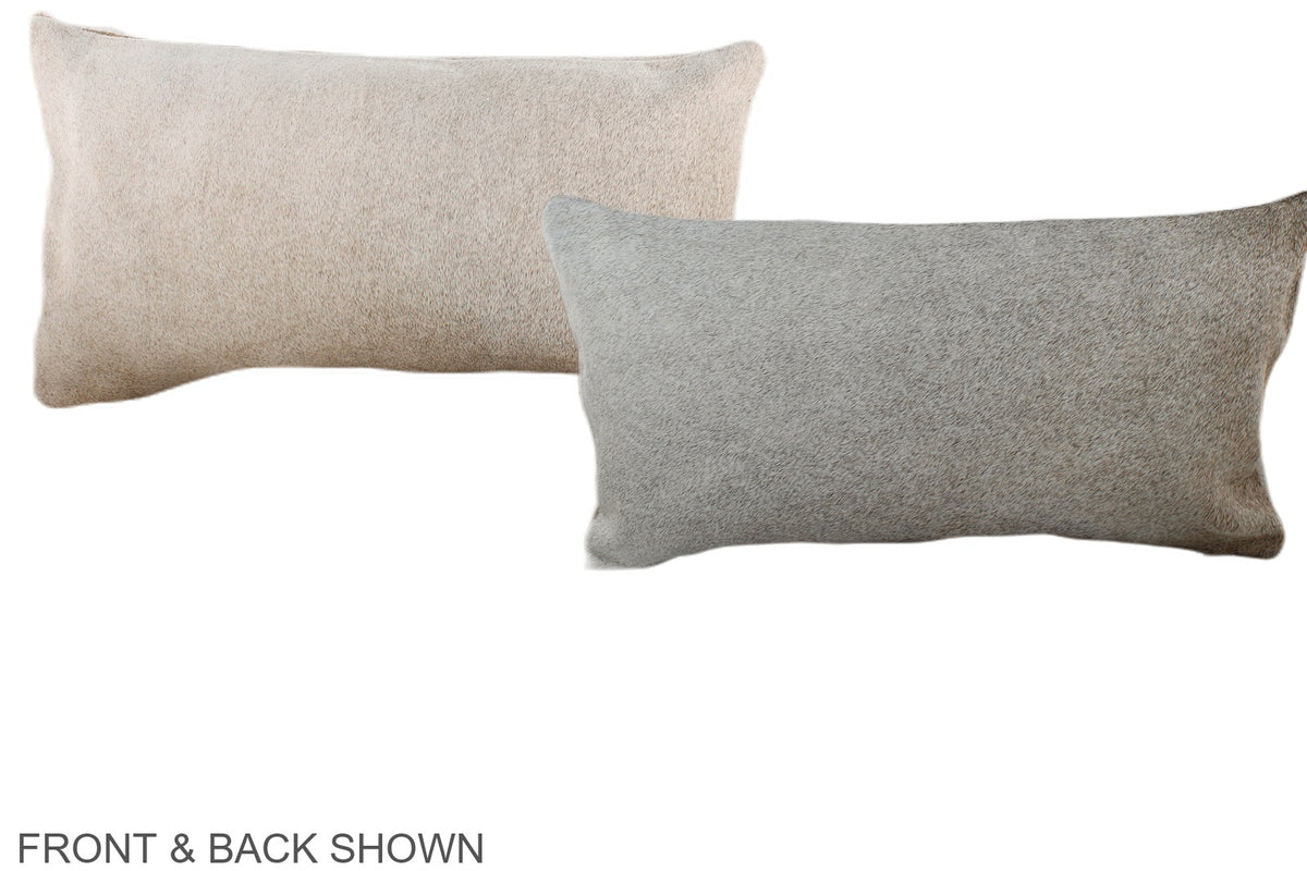 Grey with Beige Cowhide Pillow #A38233