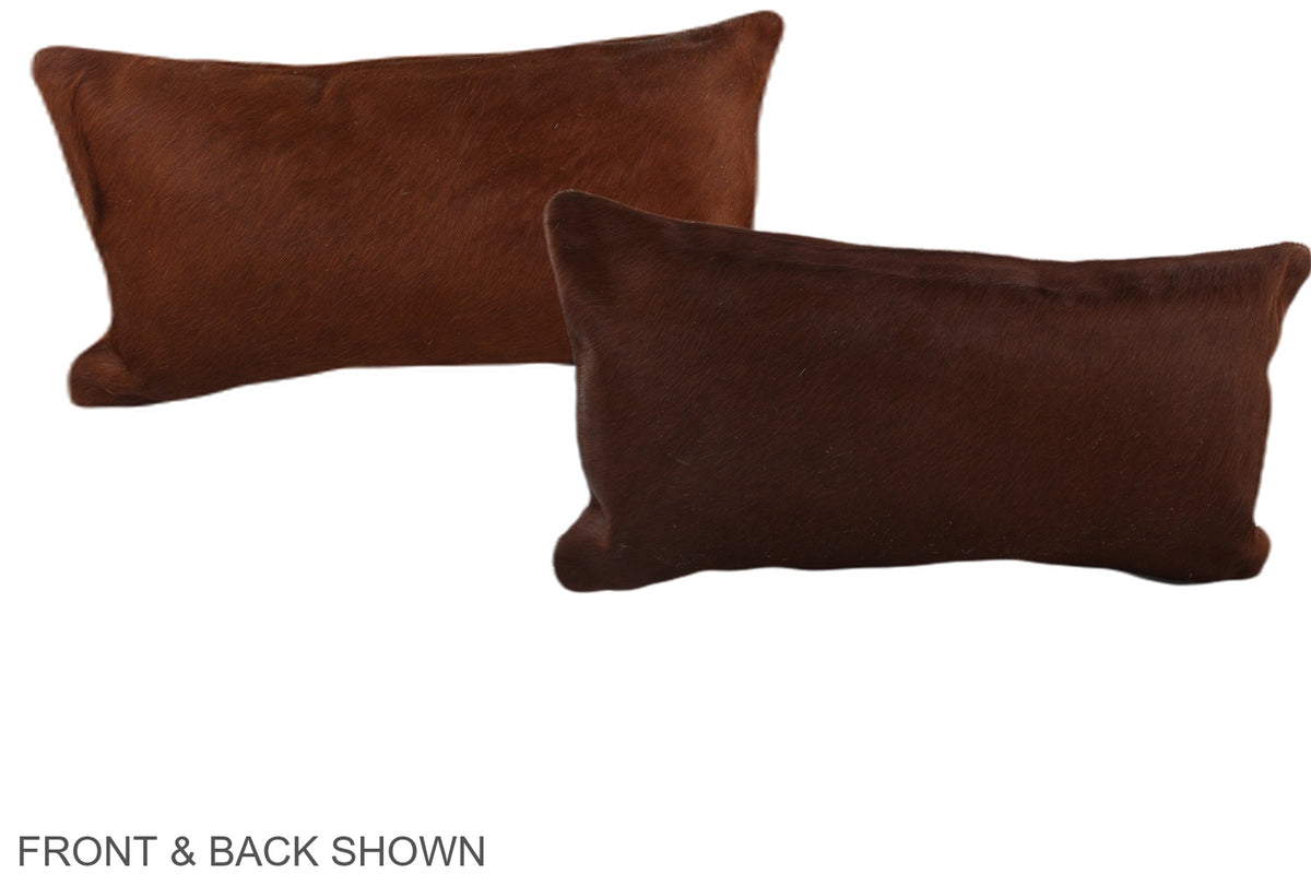 Solid Brown Cowhide Pillow #A38234