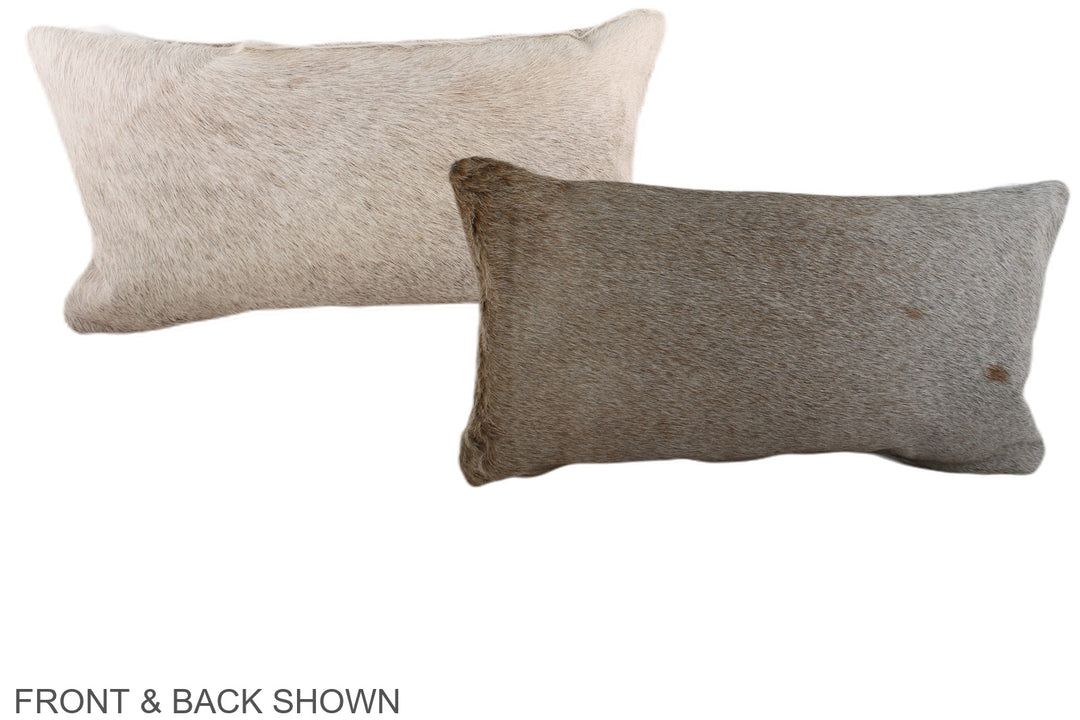 Grey with Beige 12"x22" Brazilian Cowhide Pillow #A38240 by Hudson Hid