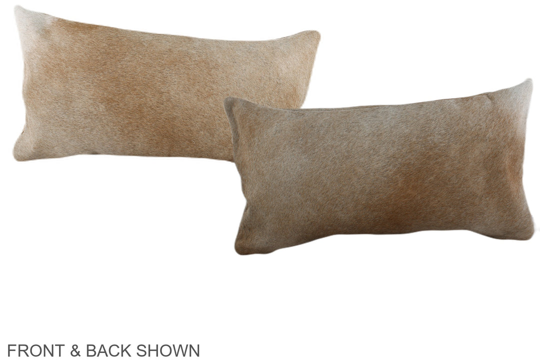 Grey with Beige 12"x22" Brazilian Cowhide Pillow #A38245 by Hudson Hid