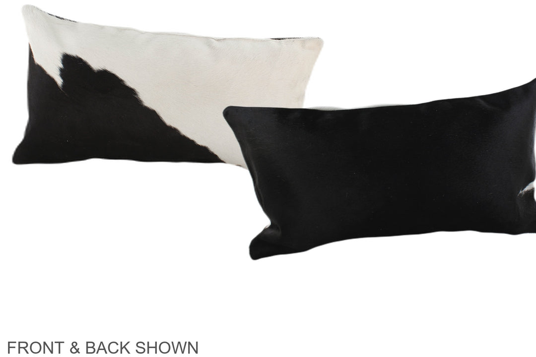 Black and White 12"x22" Brazilian Cowhide Pillow #A38246 by Hudson Hid