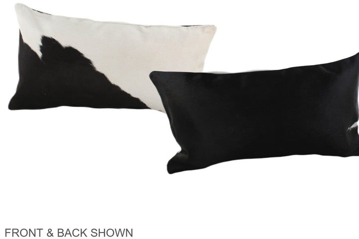Black and White 12"x22" Brazilian Cowhide Pillow #A38246 by Hudson Hides
