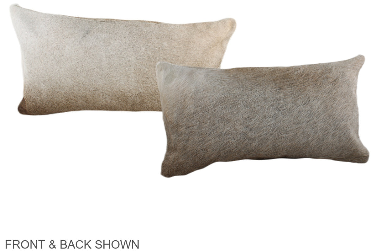Grey with Beige Cowhide Pillow #A38248