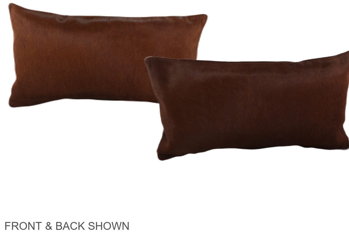 Solid Brown Cowhide Pillow #A38250