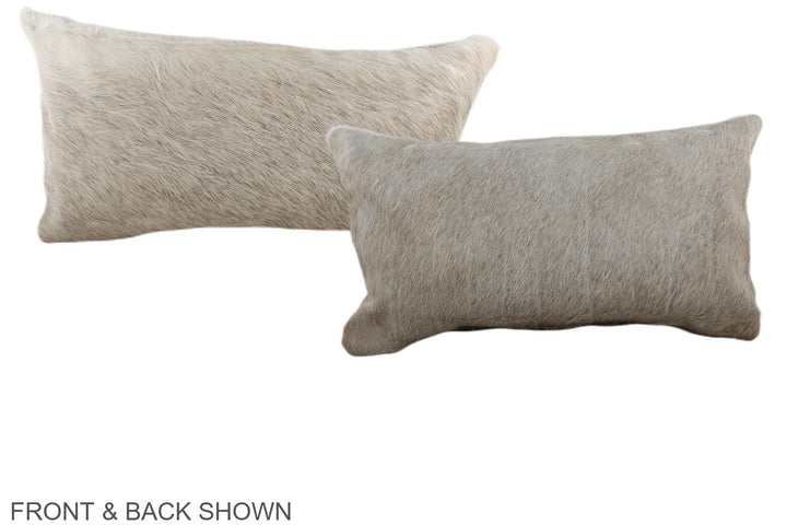Grey with Beige 12"x22" Brazilian Cowhide Pillow #A38251 by Hudson Hides