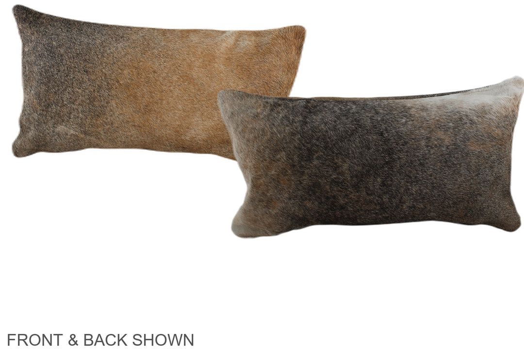 Grey with Beige 12"x22" Brazilian Cowhide Pillow #A38253 by Hudson Hid