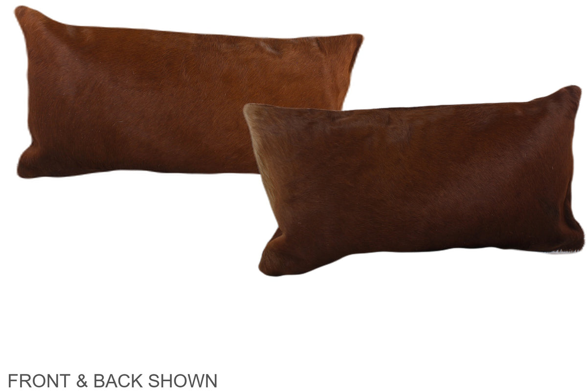 Solid Brown Cowhide Pillow #A38254