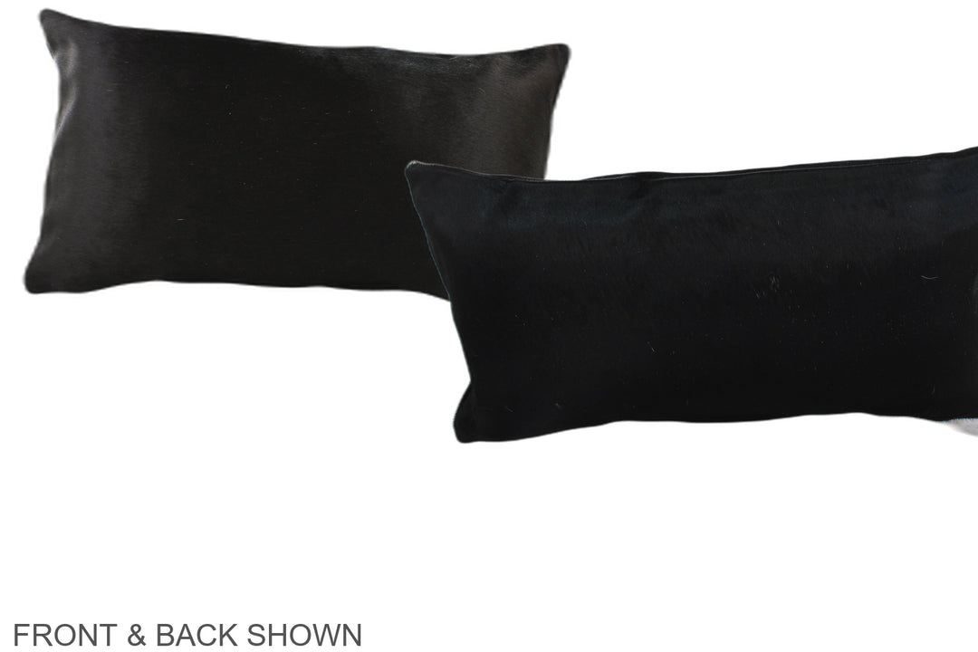 Solid Black 12"x22" Brazilian Cowhide Pillow #A38257 by Hudson Hides