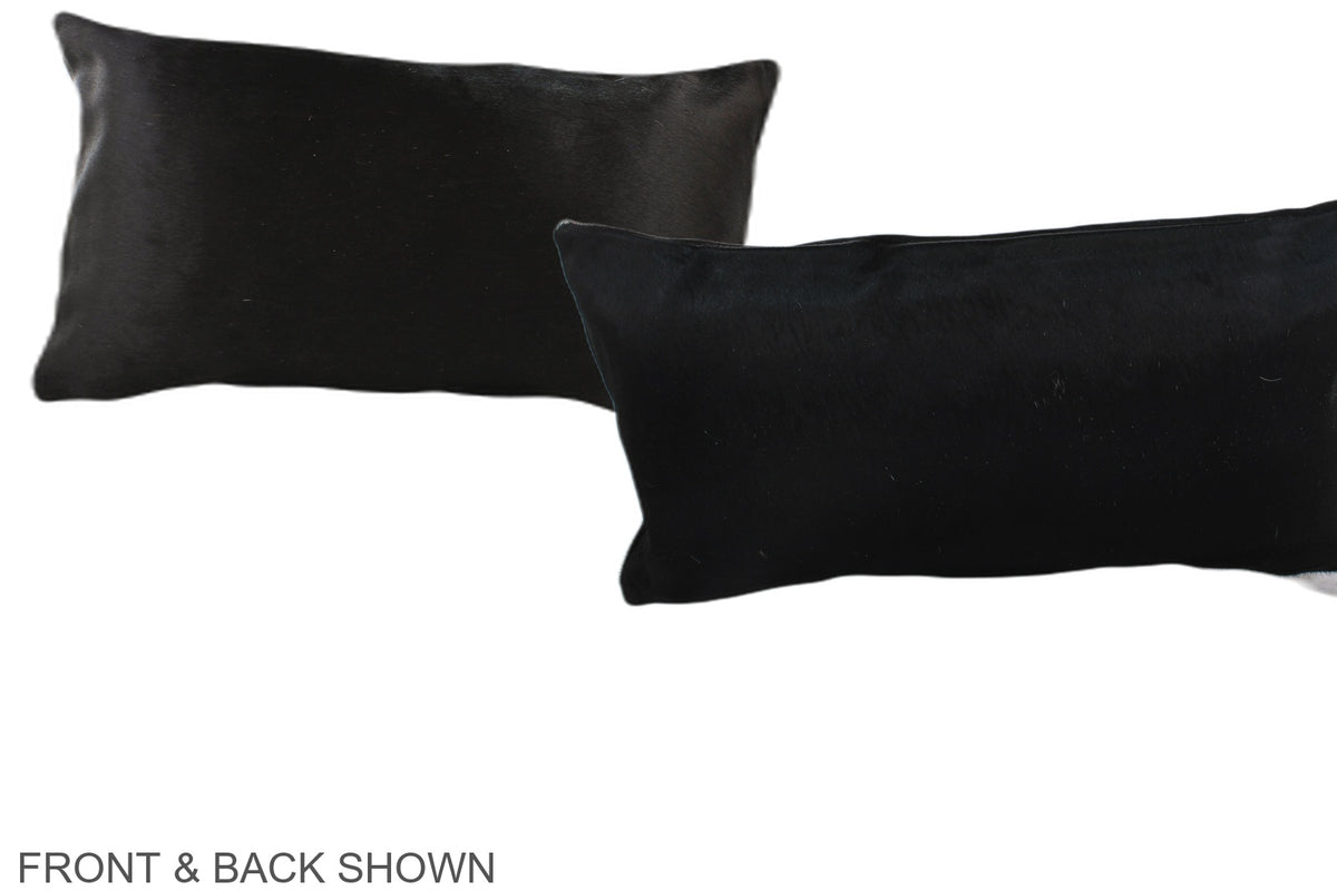 Solid Black Cowhide Pillow #A38257