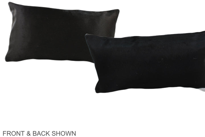 Solid Black 12"x22" Brazilian Cowhide Pillow #A38257 by Hudson Hides