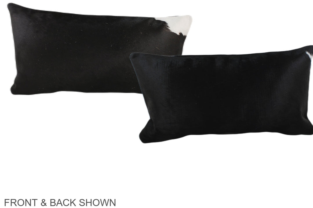 Solid Black 12"x22" Brazilian Cowhide Pillow #A38260 by Hudson Hides