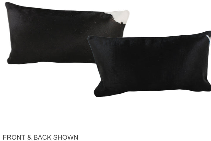 Solid Black 12"x22" Brazilian Cowhide Pillow #A38260 by Hudson Hides