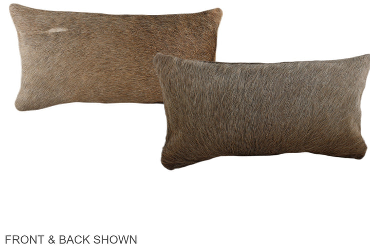 Grey with Beige 12"x22" Brazilian Cowhide Pillow #A38268 by Hudson Hides