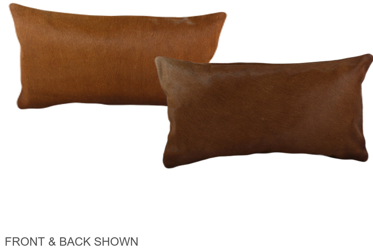 Solid Brown Cowhide Pillow #A38269