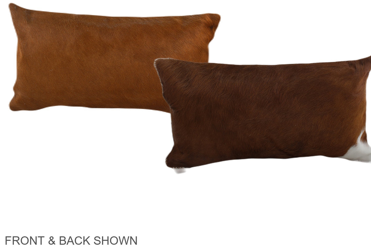 Solid Brown Cowhide Pillow #A38271