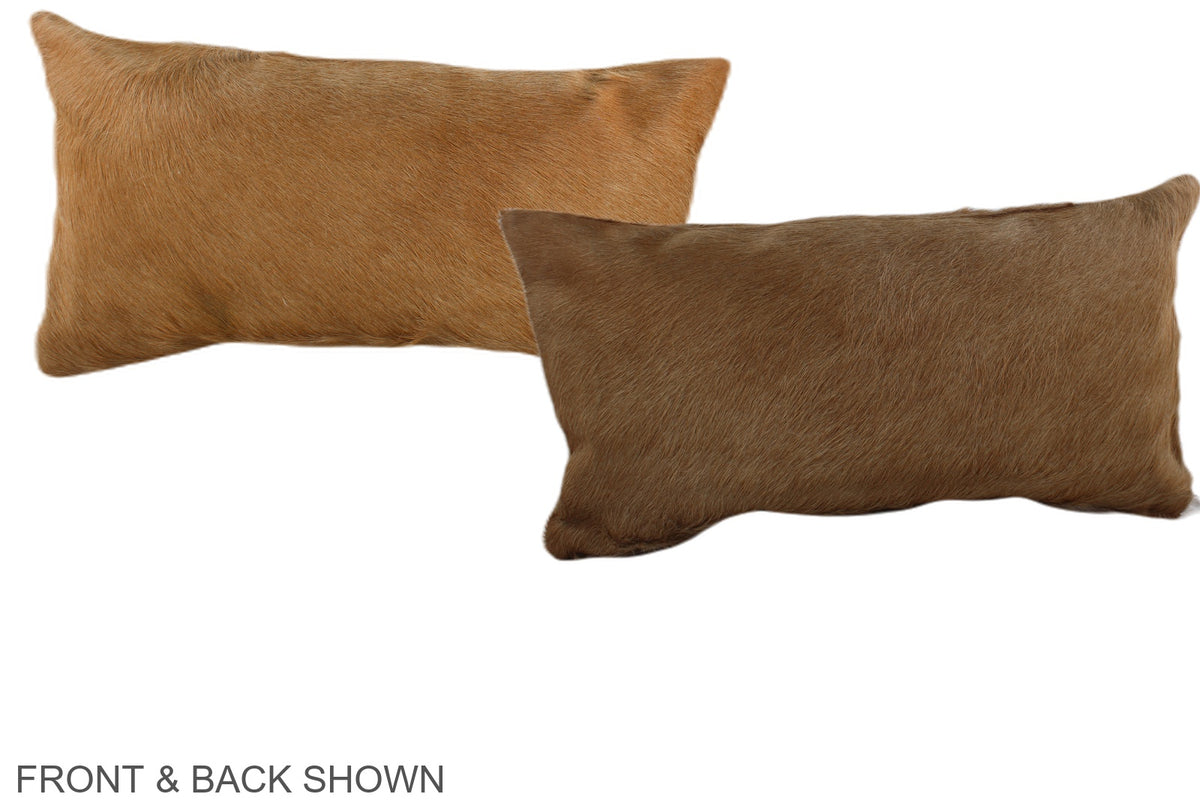 Solid Brown Cowhide Pillow #A38273