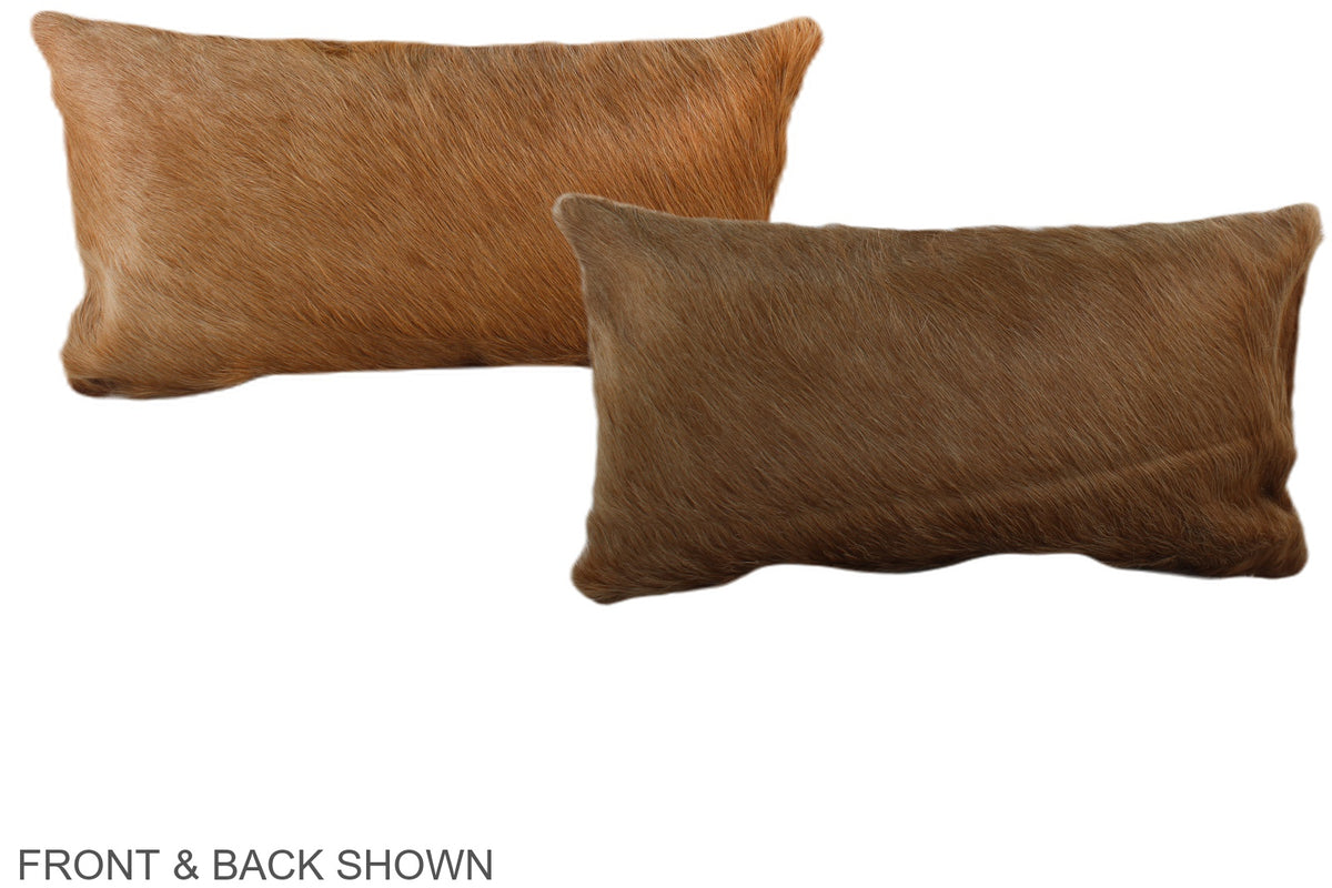 Solid Brown Cowhide Pillow #A38276