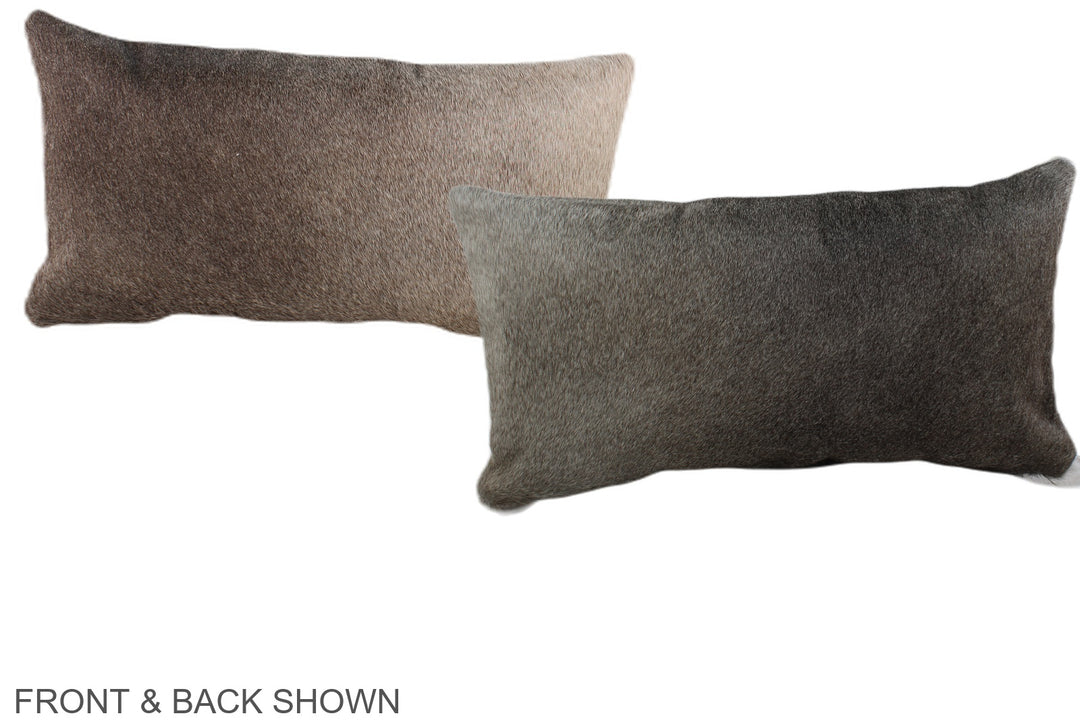 Grey with Beige 12"x22" Brazilian Cowhide Pillow #A38277 by Hudson Hid