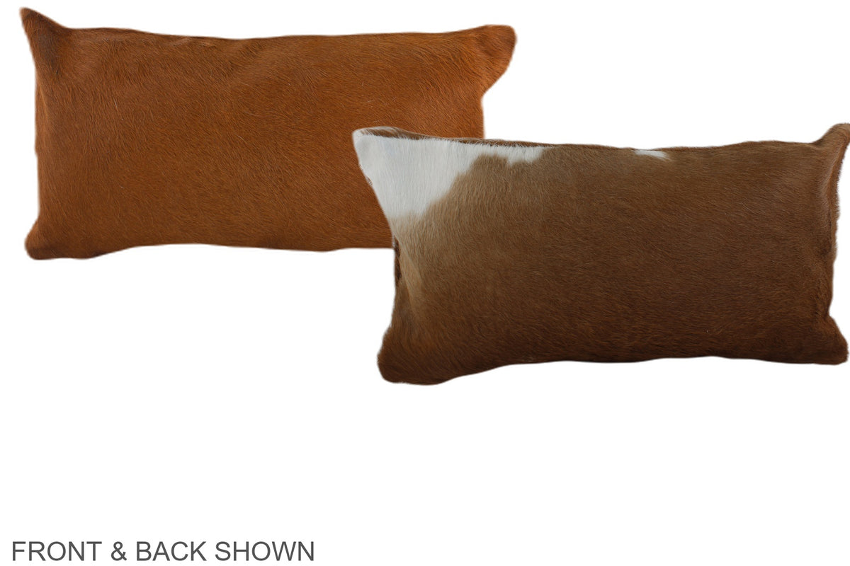 Solid Brown Cowhide Pillow #A38281