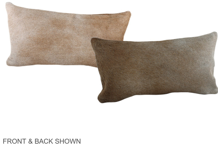 Grey with Beige 12"x22" Brazilian Cowhide Pillow #A38283 by Hudson Hides