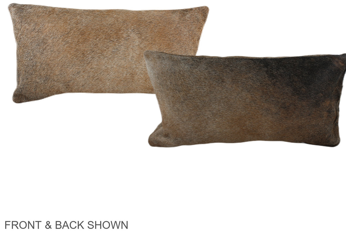 Grey with Beige Cowhide Pillow #A38286