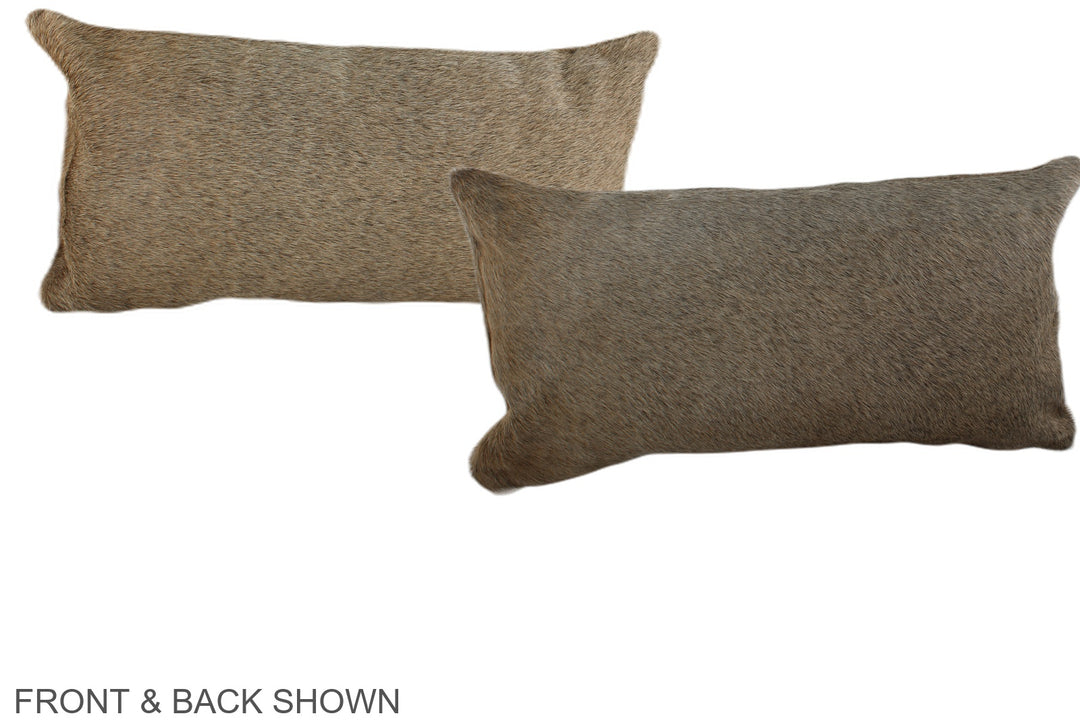 Grey with Beige 12"x22" Brazilian Cowhide Pillow #A38300 by Hudson Hid