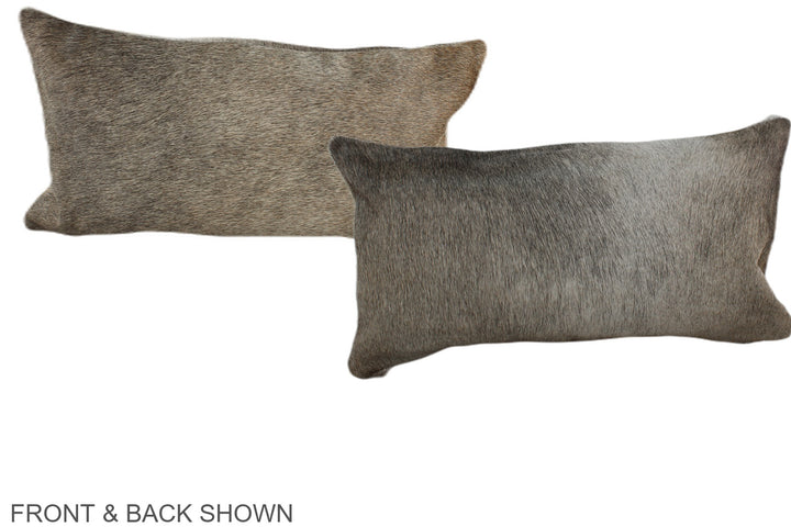 Grey with Beige 12"x22" Brazilian Cowhide Pillow #A38303 by Hudson Hides