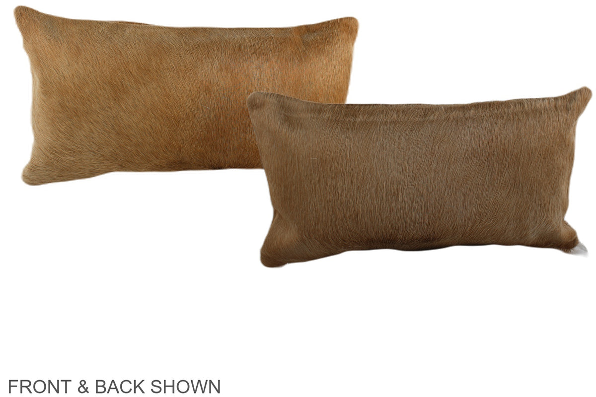 Solid Brown Cowhide Pillow #A38310