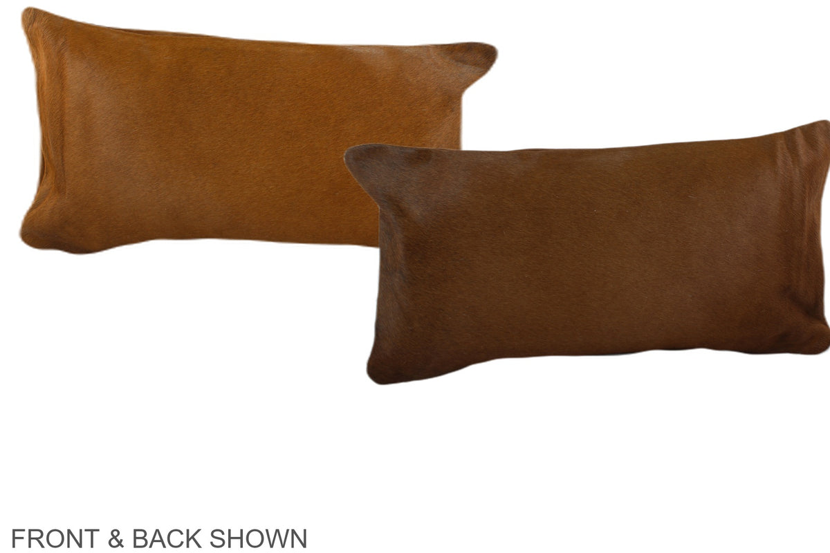 Solid Brown Cowhide Pillow #A38312
