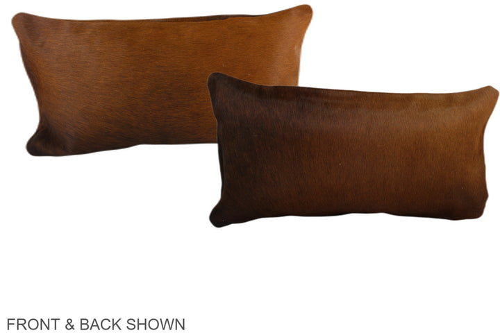 Brown with Red 12"x22" Brazilian Cowhide Pillow #A38341 by Hudson Hides