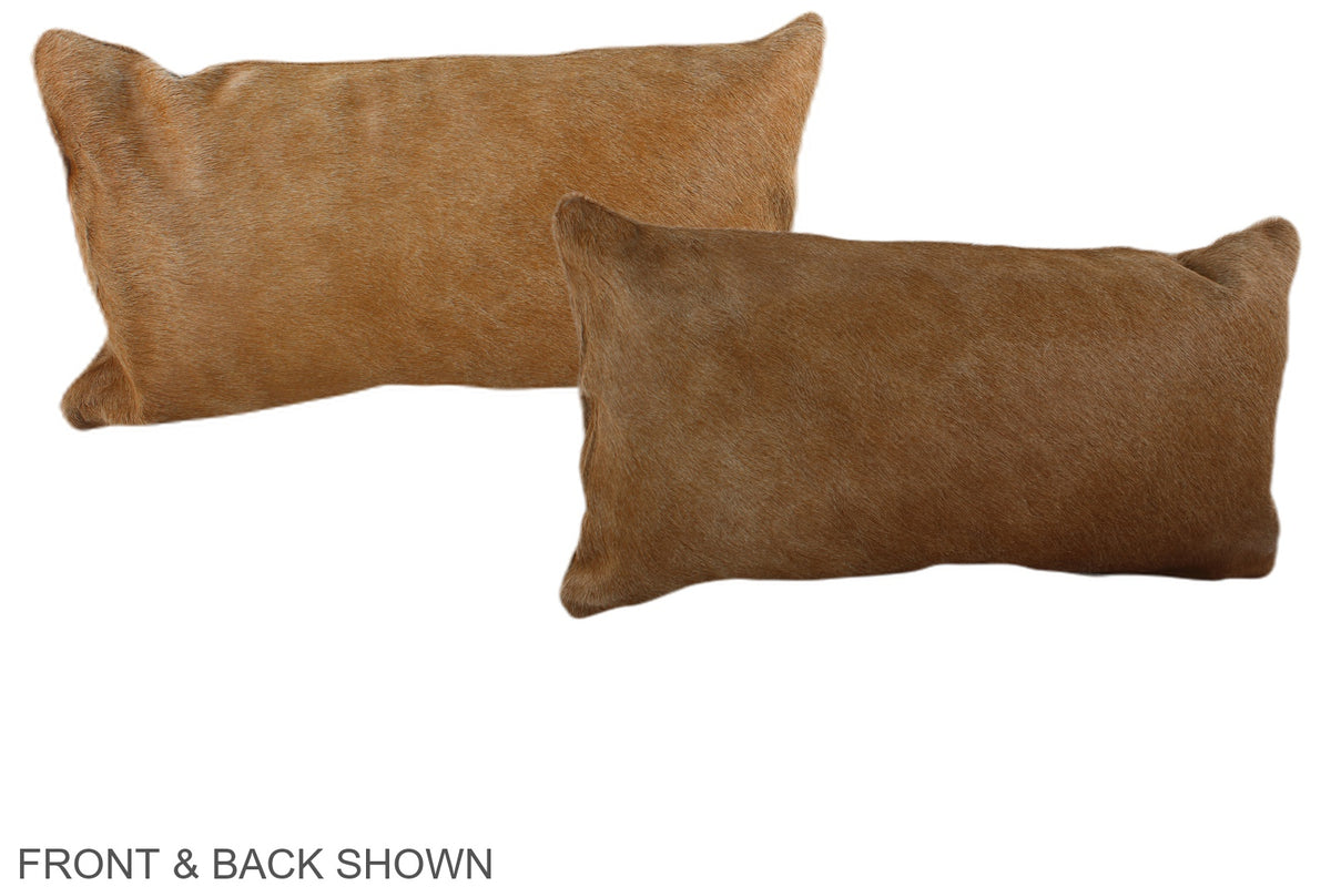 Solid Brown Cowhide Pillow #A38359