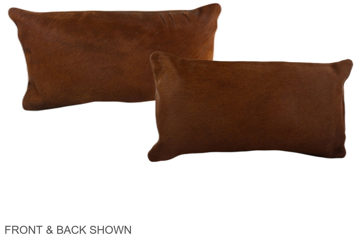 Solid Brown Cowhide Pillow #A38363