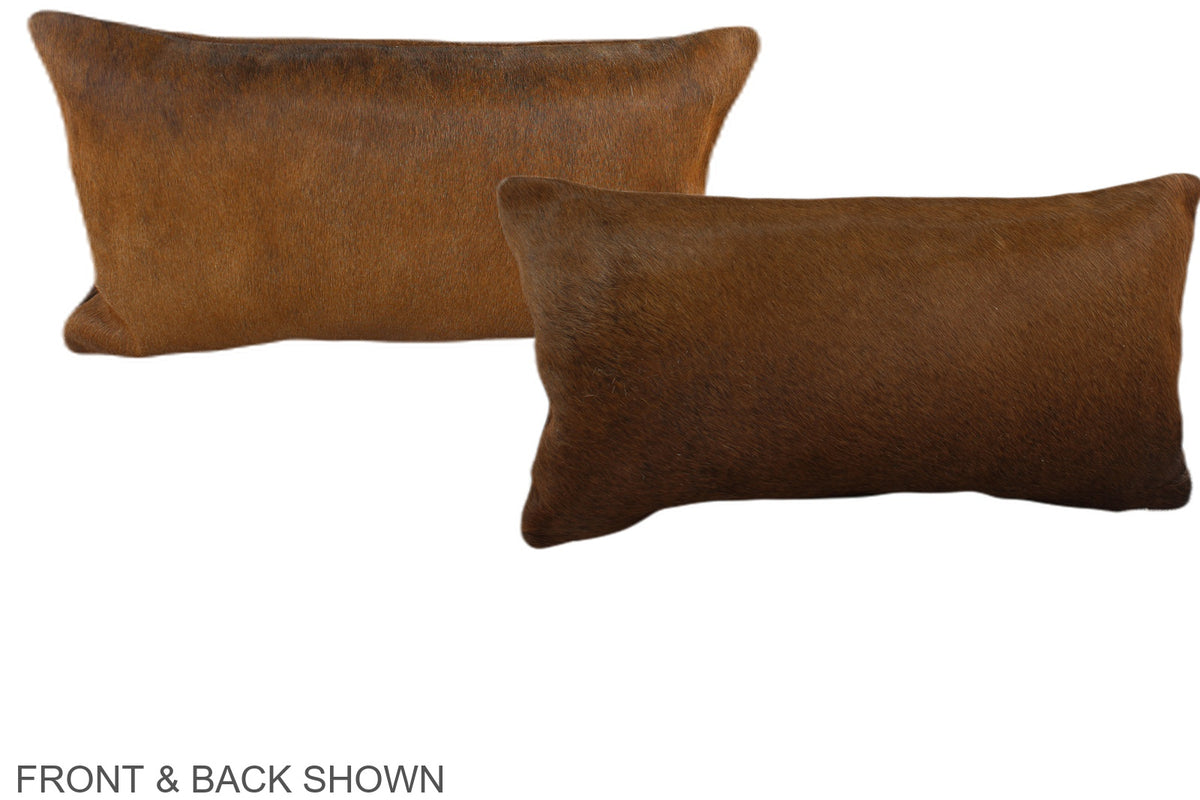 Solid Brown Cowhide Pillow #A38366