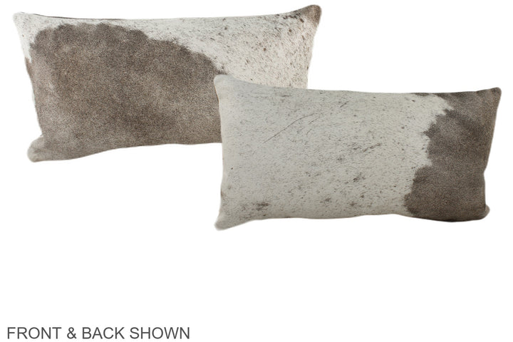 Grey with White 12"x22" Brazilian Cowhide Pillow #A38384 by Hudson Hides