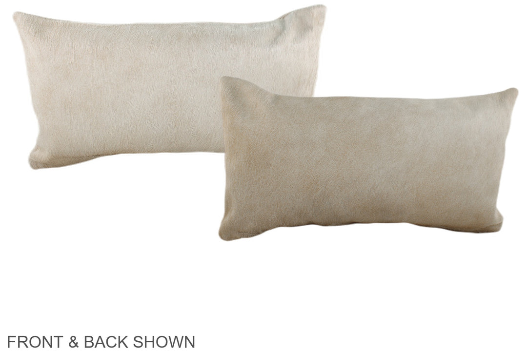 Ivory with Beige 12"x22" Brazilian Cowhide Pillow #A38387 by Hudson Hi