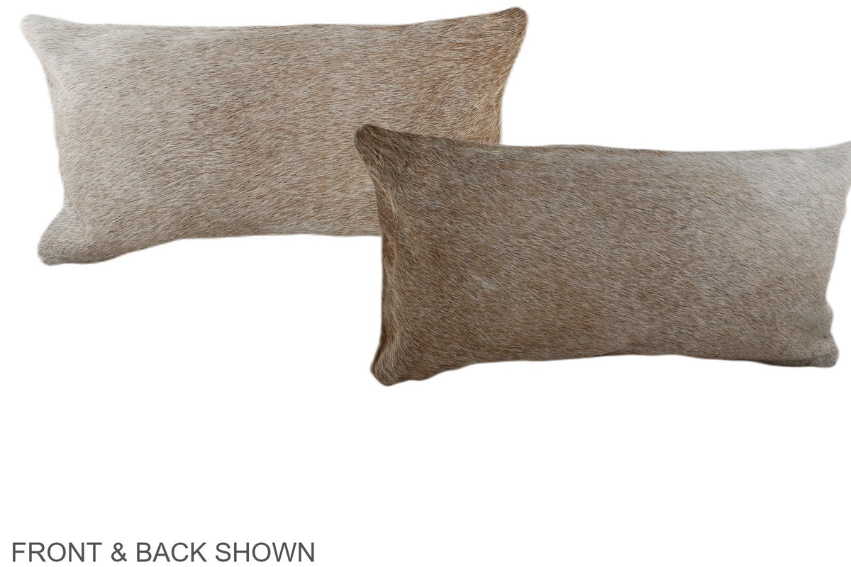 Grey with Beige Cowhide Pillow #A38407