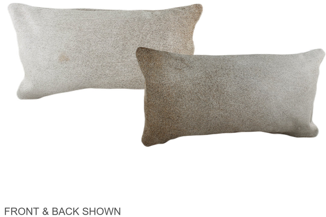 Grey with Beige 12"x22" Brazilian Cowhide Pillow #A38414 by Hudson Hid