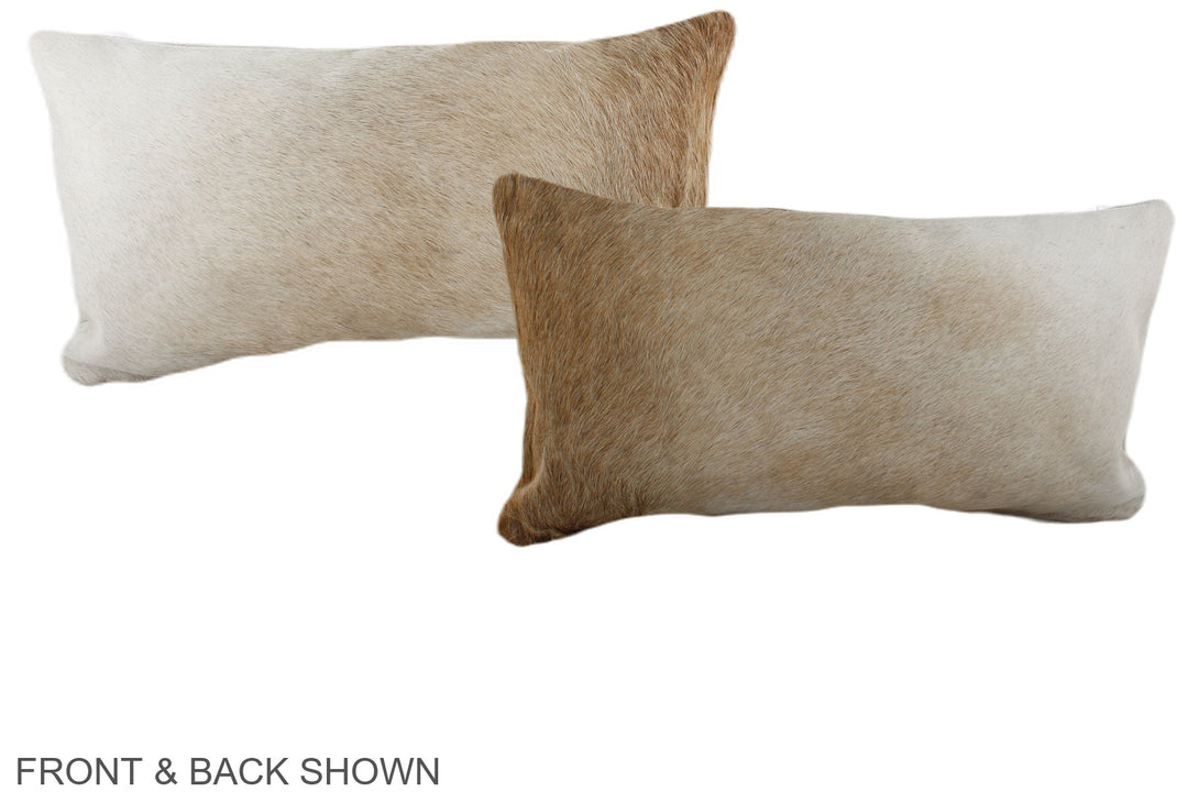 Grey with Beige 12"x22" Brazilian Cowhide Pillow #A38416 by Hudson Hid