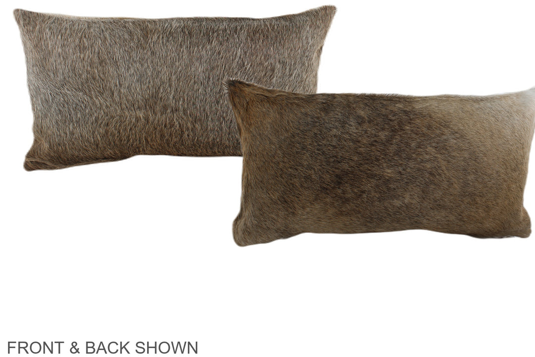 Grey with Beige 12"x22" Brazilian Cowhide Pillow #A38418 by Hudson Hid